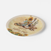 ボホーウェスタンのギターヒマワリ誕生日パーティー ペーパープレート (アングル)