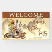 ボホーウェスタンのギターヒマワリ誕生日パーティー 横断幕 (横)