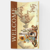 ボホーウェスタンのギターヒマワリ誕生日パーティー 横断幕 (縦)