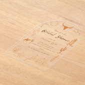 ボホーウェスタンサドルアップカウボーイブライダルシャワーインビタ アクリル招待状 (レイダウン)