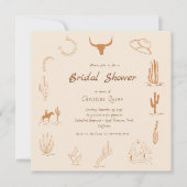 ボホーウェスタンサドルアップカウボーイブライダルシャワーインビタ 招待状 (正面)