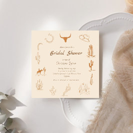 ボホーウェスタンサドルアップカウボーイブライダルシャワーインビタ 招待状