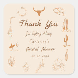 ボホーウェスタンサドルアップカウボーイブライダルシャワー スクエアシール