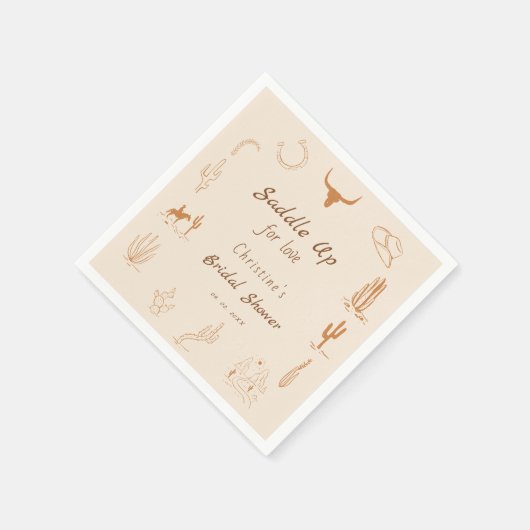 ボホーウェスタンサドルアップカウボーイブライダルシャワー スタンダードカクテルナプキン (角)