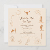 ボホーウェスタンサドルアップカウボーイブライダルシャワー 招待状 (正面)
