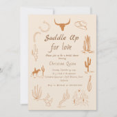 ボホーウェスタンサドルアップカウボーイブライダルシャワー 招待状 (正面)