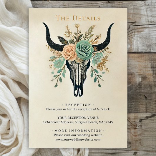 ボホーウェスタンフローラブルカウウスカル結婚ズ詳細 エンクロージャーカード