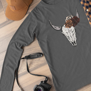 ボホーウェスタンフローラブルスカルウーメン Tシャツ
