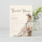 ボホーウェスタン女性のカーボーイブライダルシャワー 招待状 (スタンド正面)