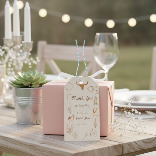 ボホーウェスタン サドルアップ カウボーイブライダルシャワー ギフトタグ