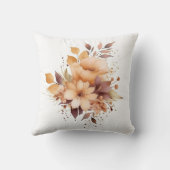 ボホーウォータカラーフローラベージュフラワーズアート(ばちゃばちゃ)跳ねる クッション (裏面)