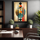 ボホーウォールアートエンシェント抽象芸術ニュートラルモダン ポスター