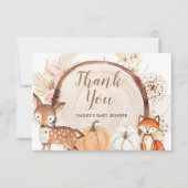 ボホーウッドランドカボチャ赤ちゃんシャワーサンキューカード サンキューカード (正面)