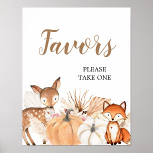 ボホーウッドランドカボチャ赤ちゃんシャワーパーティーの好意 ポスター