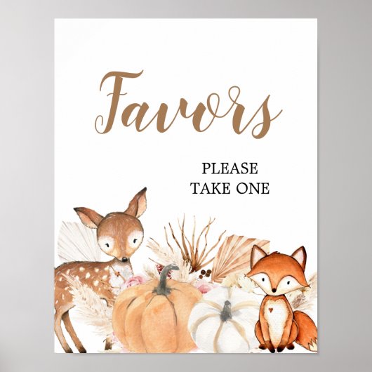 ボホーウッドランドカボチャ赤ちゃんシャワーパーティーの好意 ポスター (正面)