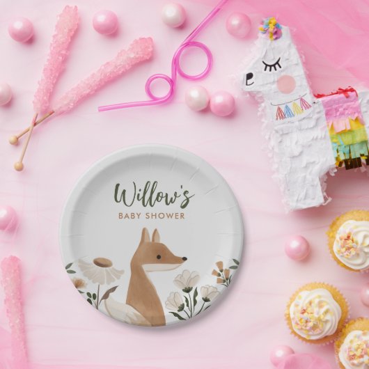 ボホーウッドランドキツネベビーシャワー紙プレート ペーパープレート (パーティー)