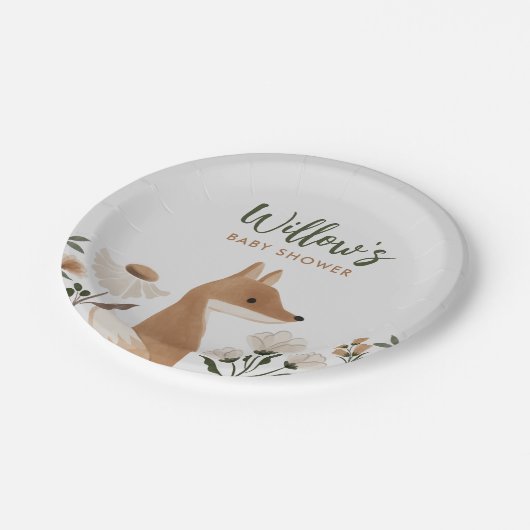 ボホーウッドランドキツネベビーシャワー紙プレート ペーパープレート (アングル)