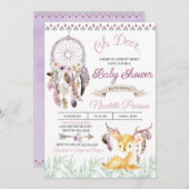 ボホーウッドランドパープルベビーシャワー招待状 招待状 (正面/裏面)