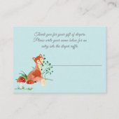 ボホーウッドランドボーイキツネベビーシャワーオムツラッフル エンクロージャーカード (裏面)