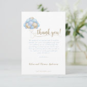 ボホーエレガントブルーバルーンベビーシャワー サンキューカード (スタンド正面)