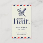 ボホーエレガントレッドブルーシザーズ美容師 名刺 (正面)