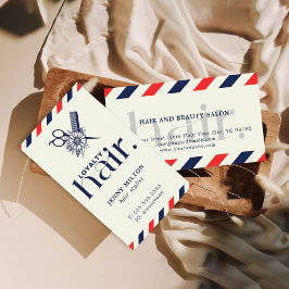 ボホーエレガントレッドブルーシザーズ美容師 名刺