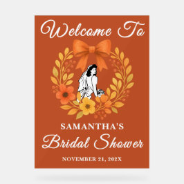 ボホーオータムフローラブライダルシャワー歓迎 アクリルサイン