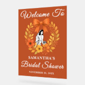 ボホーオータムフローラブライダルシャワー歓迎 アクリルサイン (傾斜)