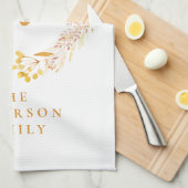 ボホーオータムフローラリース | 名パーソナライズされた前 キッチンタオル (四つ折り)