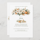 ボホーオータムフローラ配置ブライダルシャワー 招待状 (正面/裏面)