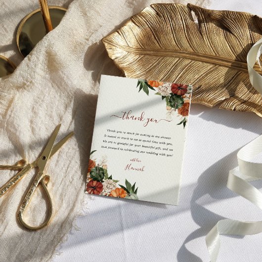 ボホーオータムブライダルシャワーサンキュー サンキューカード