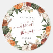 ボホーオータムブライダルシャワーサンキュー ラウンドシール (正面)