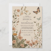 ボホーオータムワイルドフラワーウォーターの色結婚フローラ 招待状 (正面)