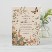 ボホーオータムワイルドフラワーウォーターの色結婚フローラ 招待状 (スタンド正面)