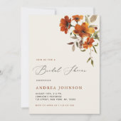 ボホーオータムワイルドフラワーズコージー秋ブライダルシャワー 招待状 (正面)