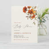 ボホーオータムワイルドフラワーズコージー秋ベビーシャワー 招待状 (スタンド正面)