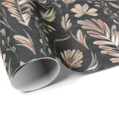 ボホーオータム秋紅葉さびグリーンオンブラック ラッピングペーパー (ロールコーナー)