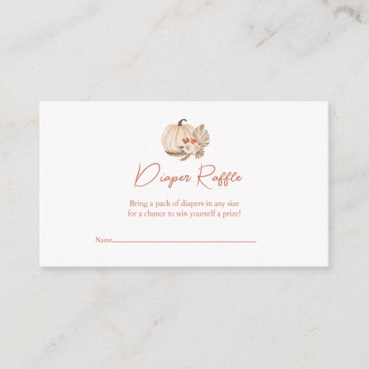 ボホーカボチャ赤ちゃんシャワー |おむつラッフル エンクロージャーカード (正面)