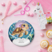 ボホーカラフル水中カメ誕生日 ペーパープレート (パーティー)