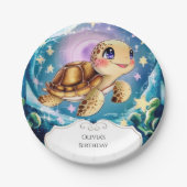 ボホーカラフル水中カメ誕生日 ペーパープレート (正面)