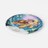 ボホーカラフル水中カメ誕生日 ペーパープレート (アングル)