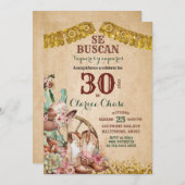 ボホーカントリーウェスタンフローラカウボーイ誕生日 招待状 (正面/裏面)