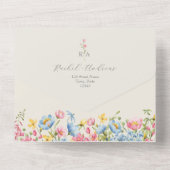 ボホーカントリー結婚ワイルドフラワー オールインワン招待状 (裏面)