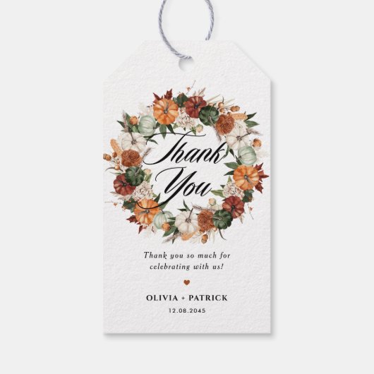 ボホーカンプキンスリース結婚秋の感謝 ギフトタグ (裏面)