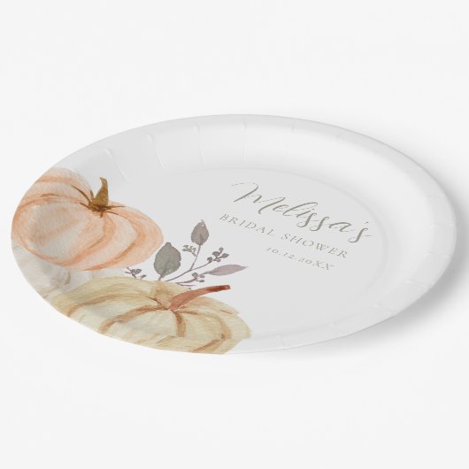 ボホーカンプキンス秋リーフブライダルシャワー ペーパープレート (アングル)