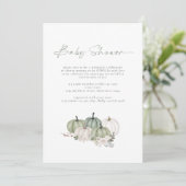 ボホーカンプキンズセージ緑のベビーシャワー 招待状 (スタンド正面)