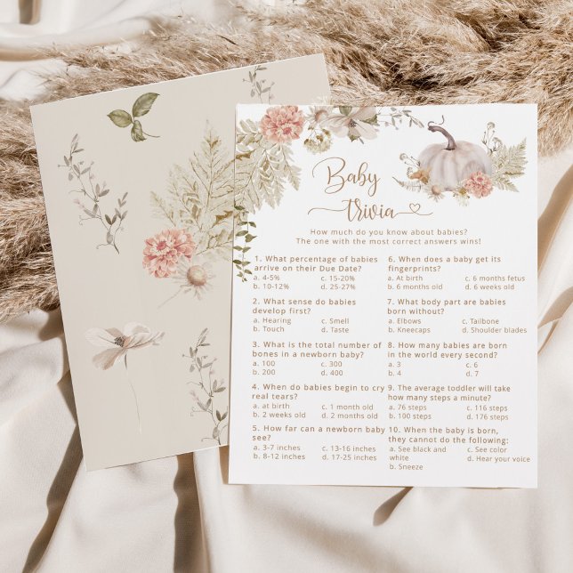 ボホーカンプキンベビートリビアベビーシャワーゲーム (クリエイターアップロード済み)