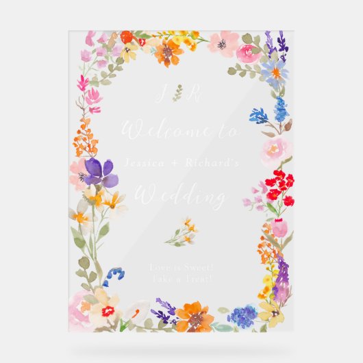 ボホーガーデンサマーフローラ結婚イニシャル アクリルサイン (正面)