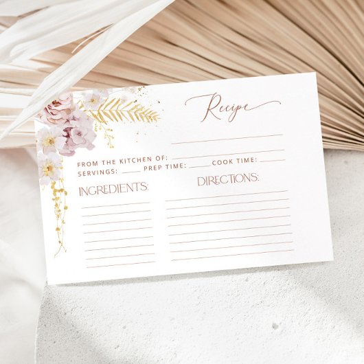 ボホーガーデンフラワーズブライダルシャワーレシピカード
