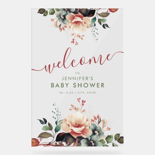 ボホーガーデンフローラベビーシャワーへようこそ アクリルサイン (正面)